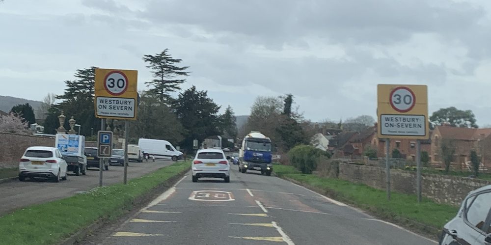 Westbury-on-Severn village signs on the A48 – electricians covering Westbury